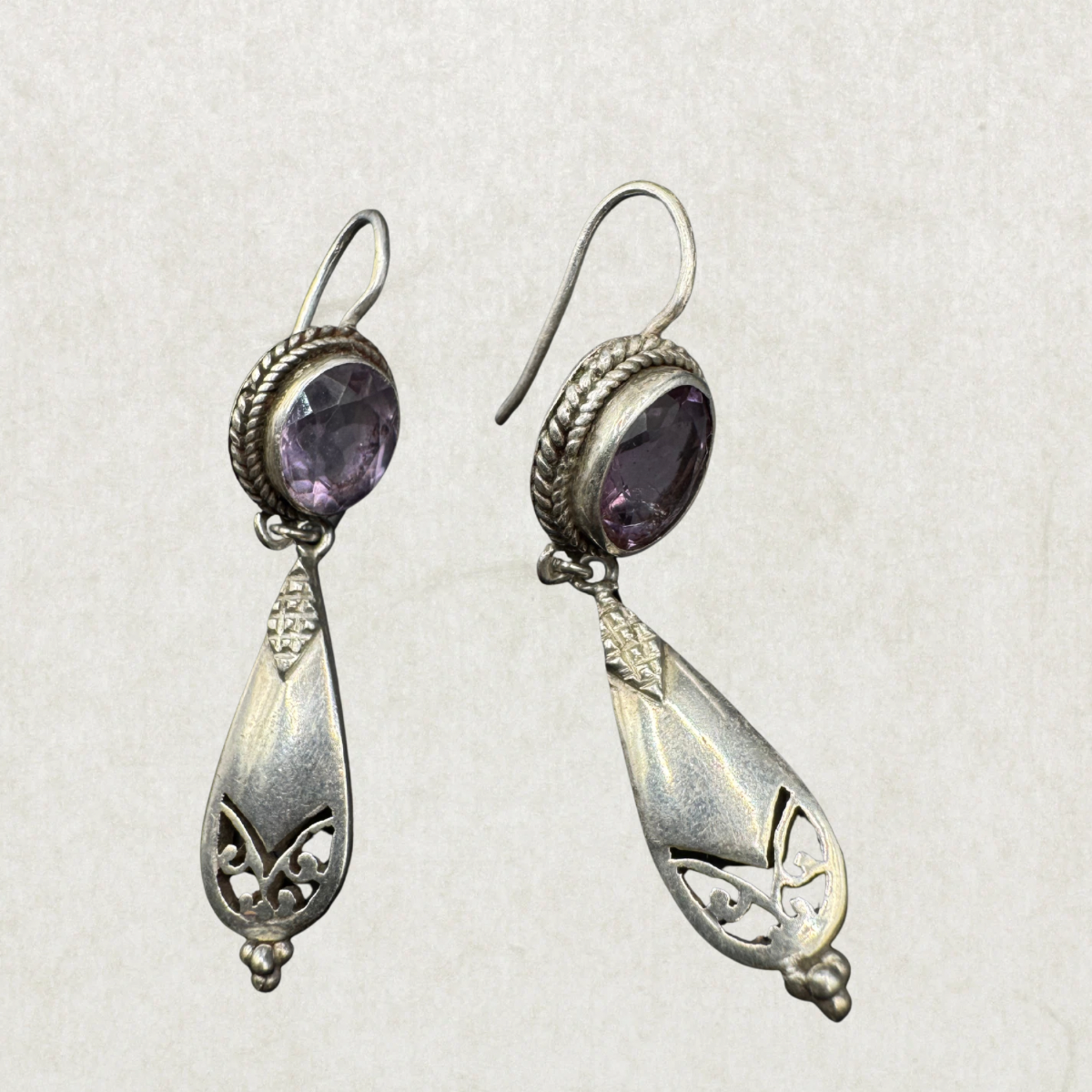 Amethyst Drop Earrings Silver 925
