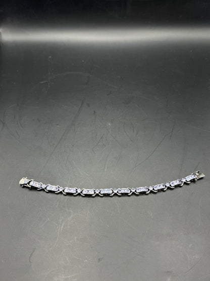 Vintage Sterling Silver 925 Purple Stone Tennis Bracelet – Lavender CZ Link Bracelet – 7.5” – Elegant Statement Jewelry