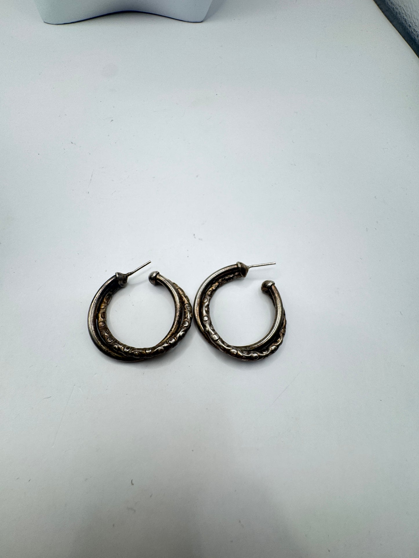 Large Heavy Vintage Sterling Silver Hoop Earrings – Excellent Condition