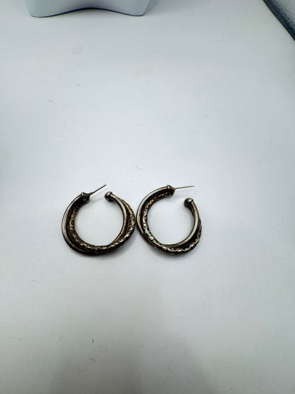 Large Heavy Vintage Sterling Silver Hoop Earrings – Excellent Condition