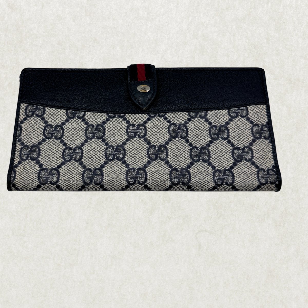 Authentic Gucci Accessory Collection GG Canvas Trifold Wallet in Blue – Excellent Condition