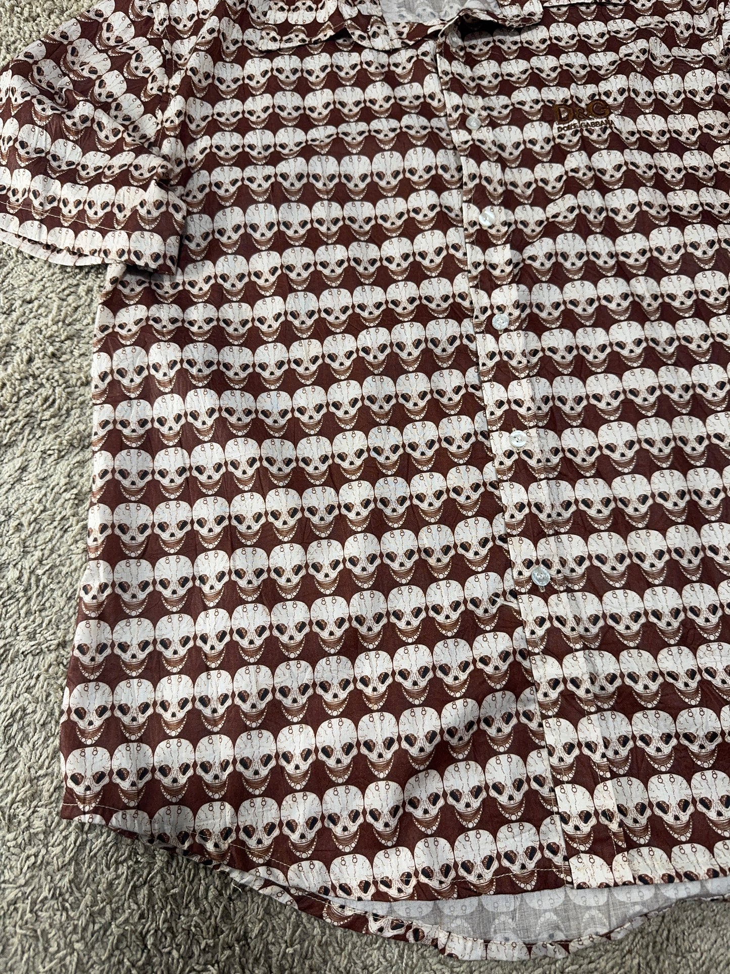 Rare Vintage D&G (Dolce & Gabbana) Men’s Shirt – Skull Print, Size M-L