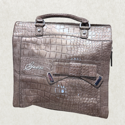 Vintage Guess Croc-Embossed Handbag, 13” x 14” x 5” – Great Condition