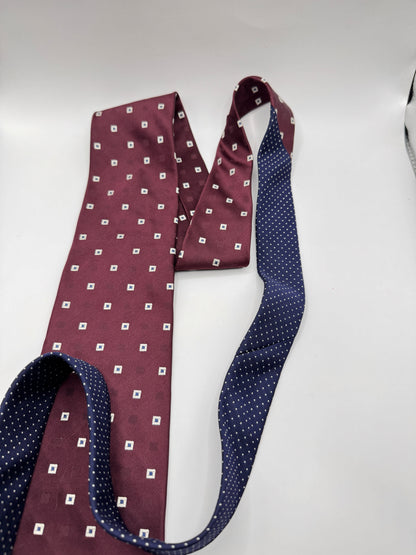 Vintage Tommy Hilfiger 100% Silk Tie – Burgundy & Navy Double-Sided, 56” x 3.5”