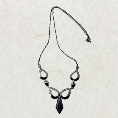 Vintage Mid-Century Titan Sterling Silver Hematite “Black Alaskan Diamond” Necklace – Excellent Condition
