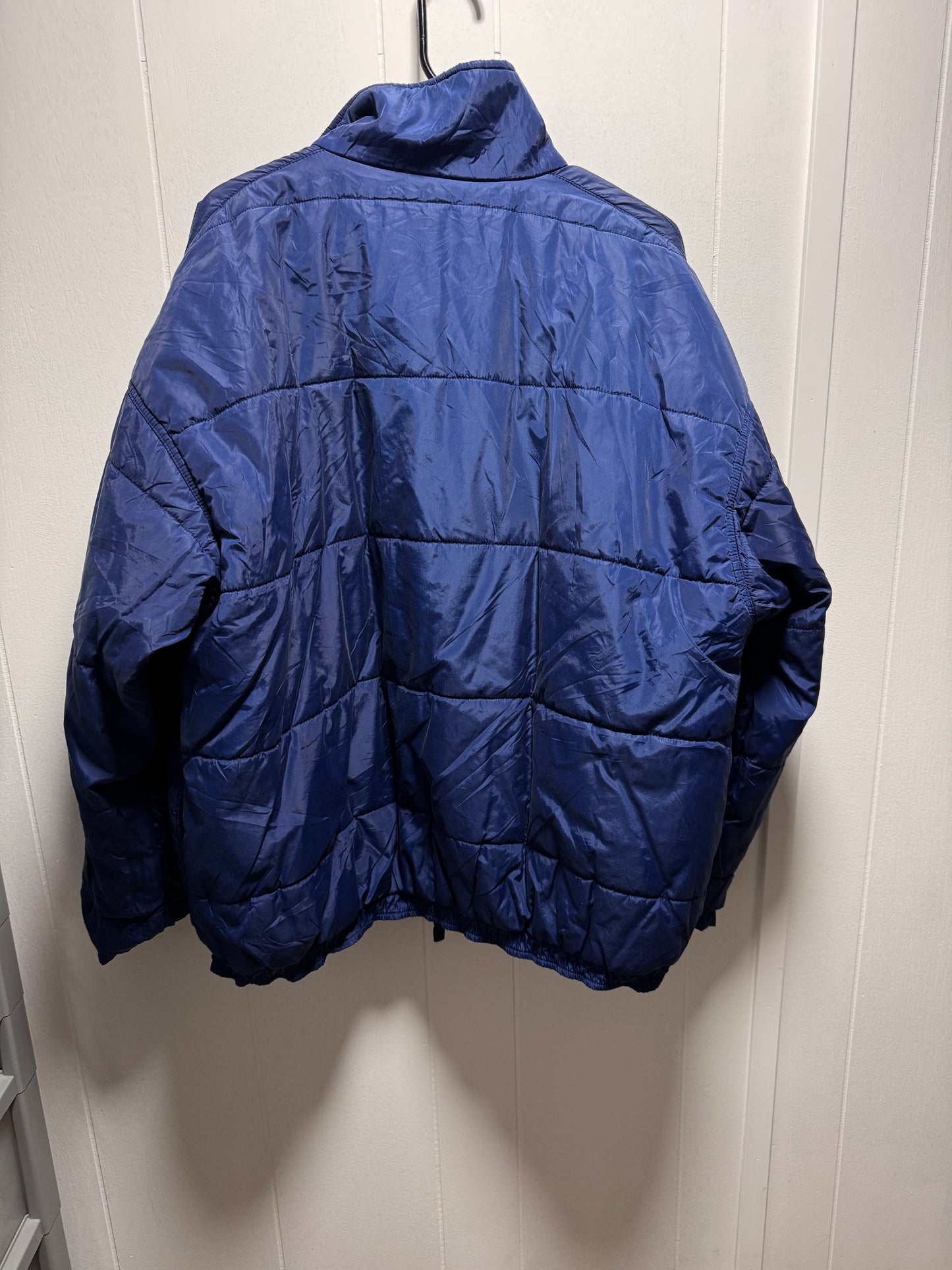 Vintage 90s Nike Reversible Puffer Jacket Men’s L – Big Embroidered Swoosh, Green/Blue