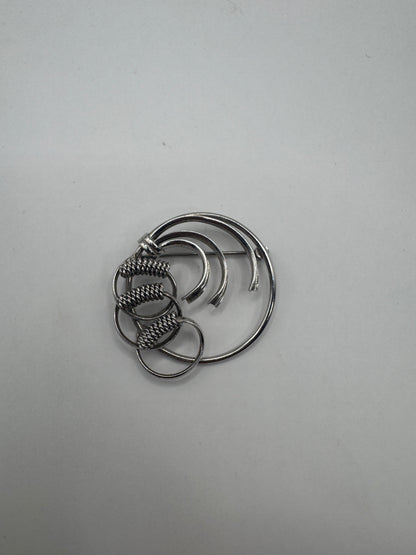 Vintage BOND BOYD Sterling Silver Modernist Circle Brooch