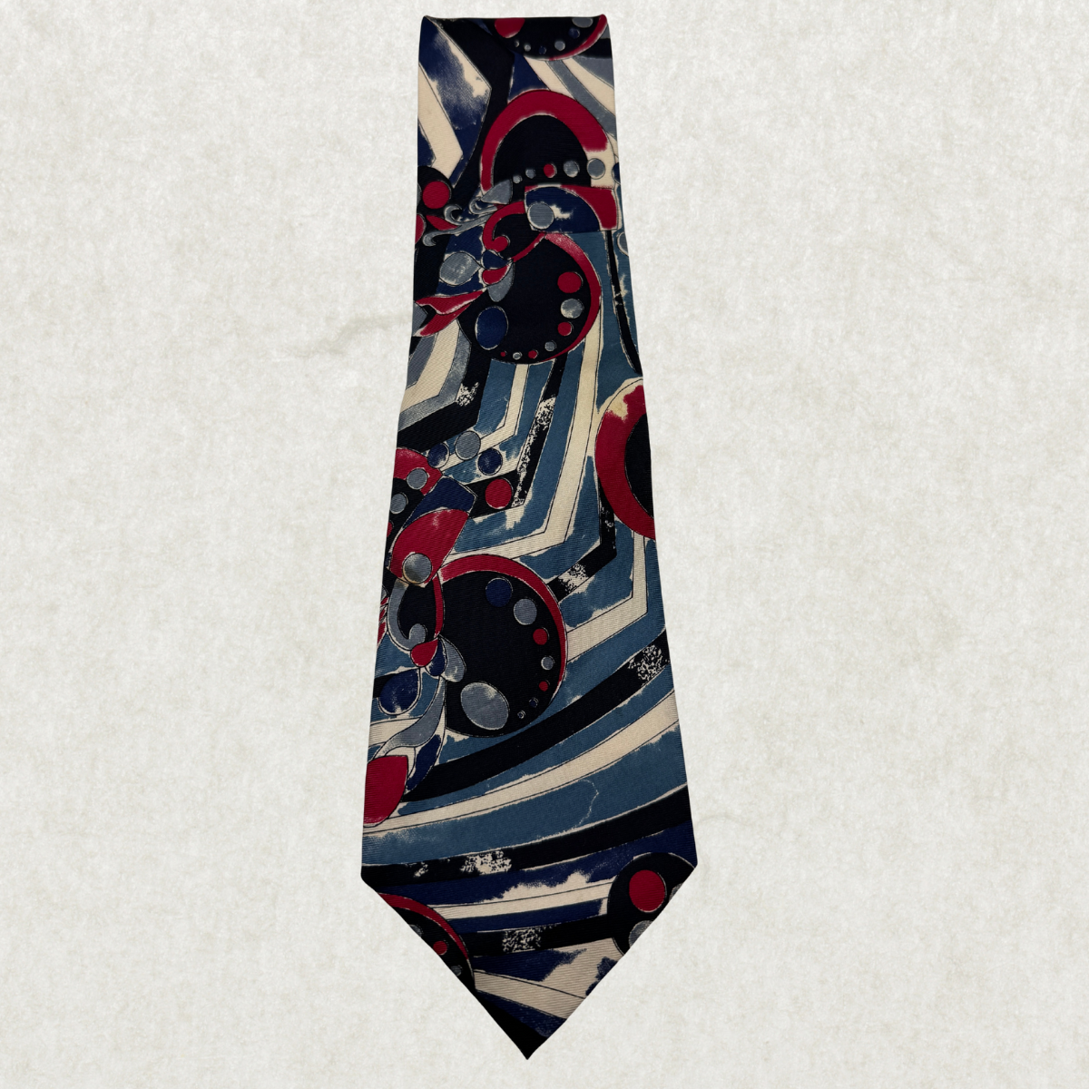 Vintage Guy Laroche Paris Silk Tie – 100% Silk, Abstract Geometric Pattern