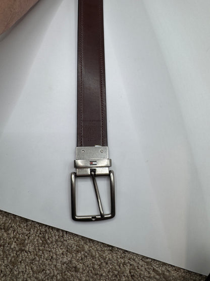 Tommy Hilfiger Men’s Reversible Leather Belt – Black & Brown, 37.5” x 1.5”