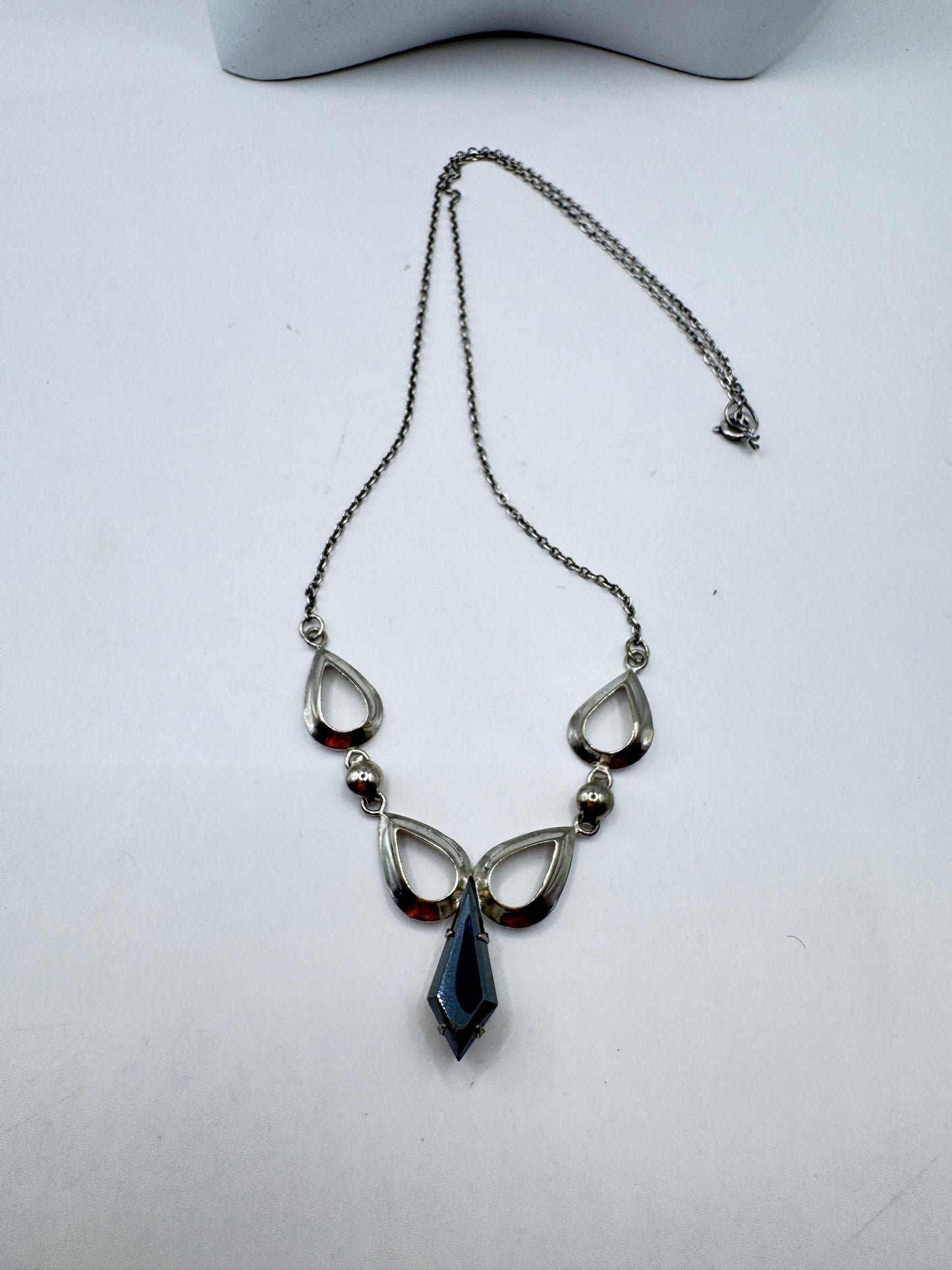 Vintage Mid-Century Titan Sterling Silver Hematite “Black Alaskan Diamond” Necklace – Excellent Condition