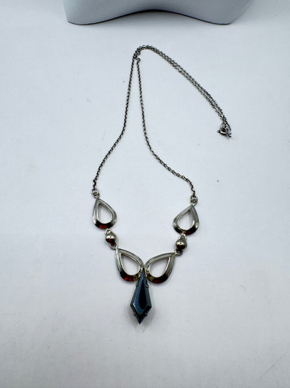 Vintage Mid-Century Titan Sterling Silver Hematite “Black Alaskan Diamond” Necklace – Excellent Condition