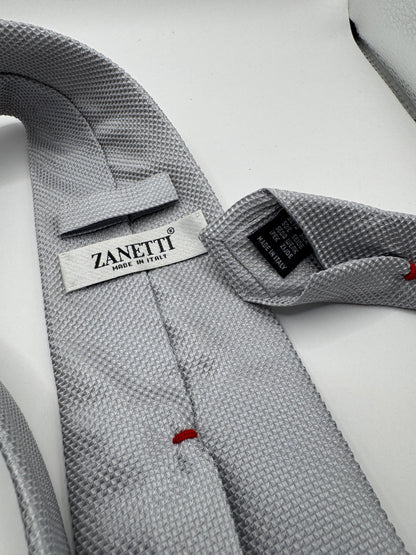 Vintage Zanetti Italian Silk Tie – Silver, 58” x 3.25”, Made in Italy