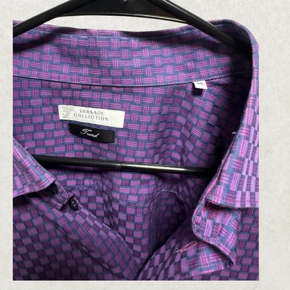 Versace Collection Men’s Button-Down Shirt – Purple Dress Shirt, Size 44