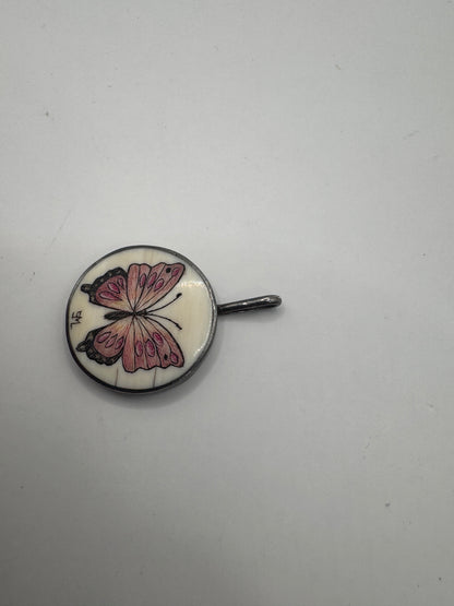 Vintage Sterling Silver Butterfly Pendant – Hand-Painted