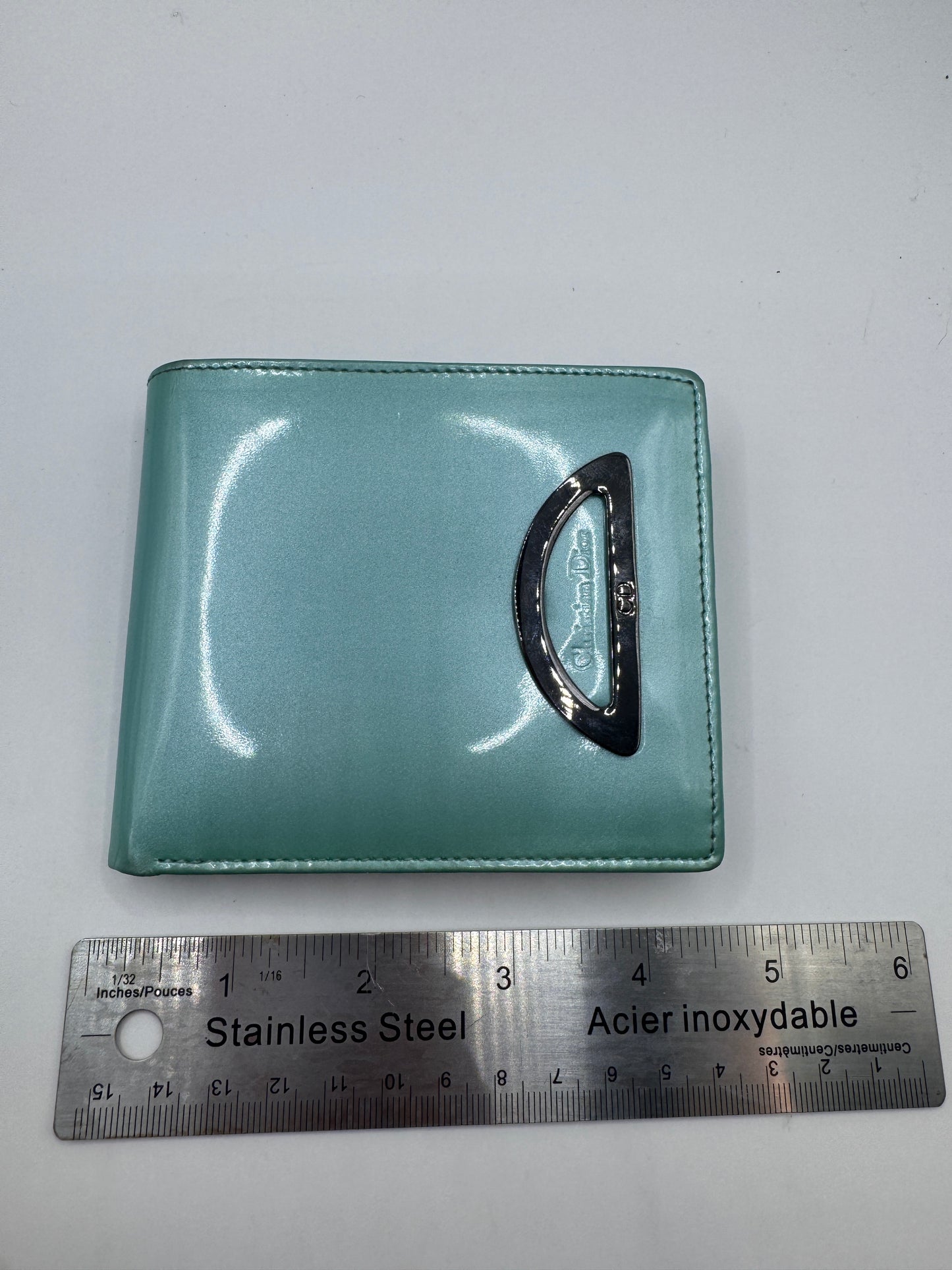 Authentic Christian Dior Wallet – 1970s/80s, Aqua Patent Leather, Excellent Condition
