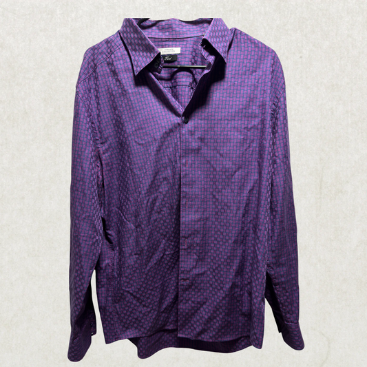 Versace Collection Men’s Button-Down Shirt – Purple Dress Shirt, Size 44