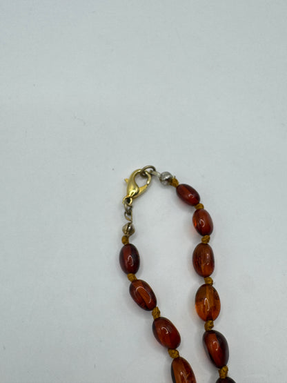 Vintage Baltic Amber Beaded Necklace Cognac Honey Tones 21” Handmade Design