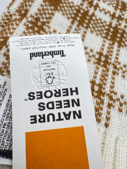 New Timberland Wheat Plaid Scarf – Logo Patch, 64" x 10", NWT