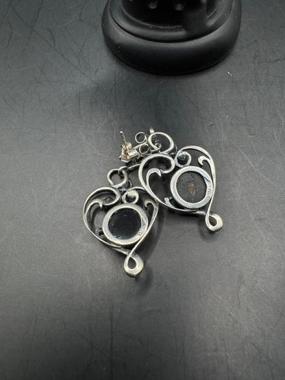 Vintage Sterling Silver & Amber Earrings