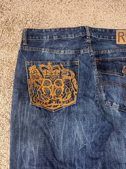 RRL Double RL Vintage Jeans – Size 36/34, Embroidered Pocket, Classic Fit