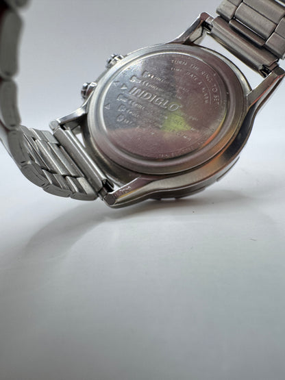 Rare Vintage Timex Expedition Men’s Watch – 39mm, Silver Tone, Indiglo Alarm, Date, SS