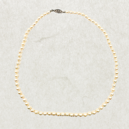 Mid-Century Japanese Pearl Necklace – Vintage, Sterling Silver Clasp