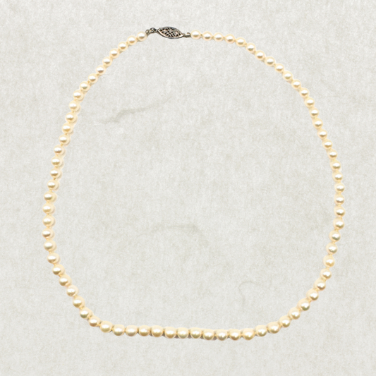Mid-Century Japanese Pearl Necklace – Vintage, Sterling Silver Clasp