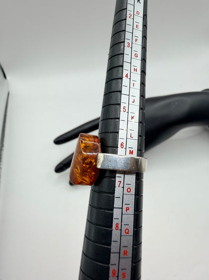 Amber Glow Oval Ring — Size 6.5