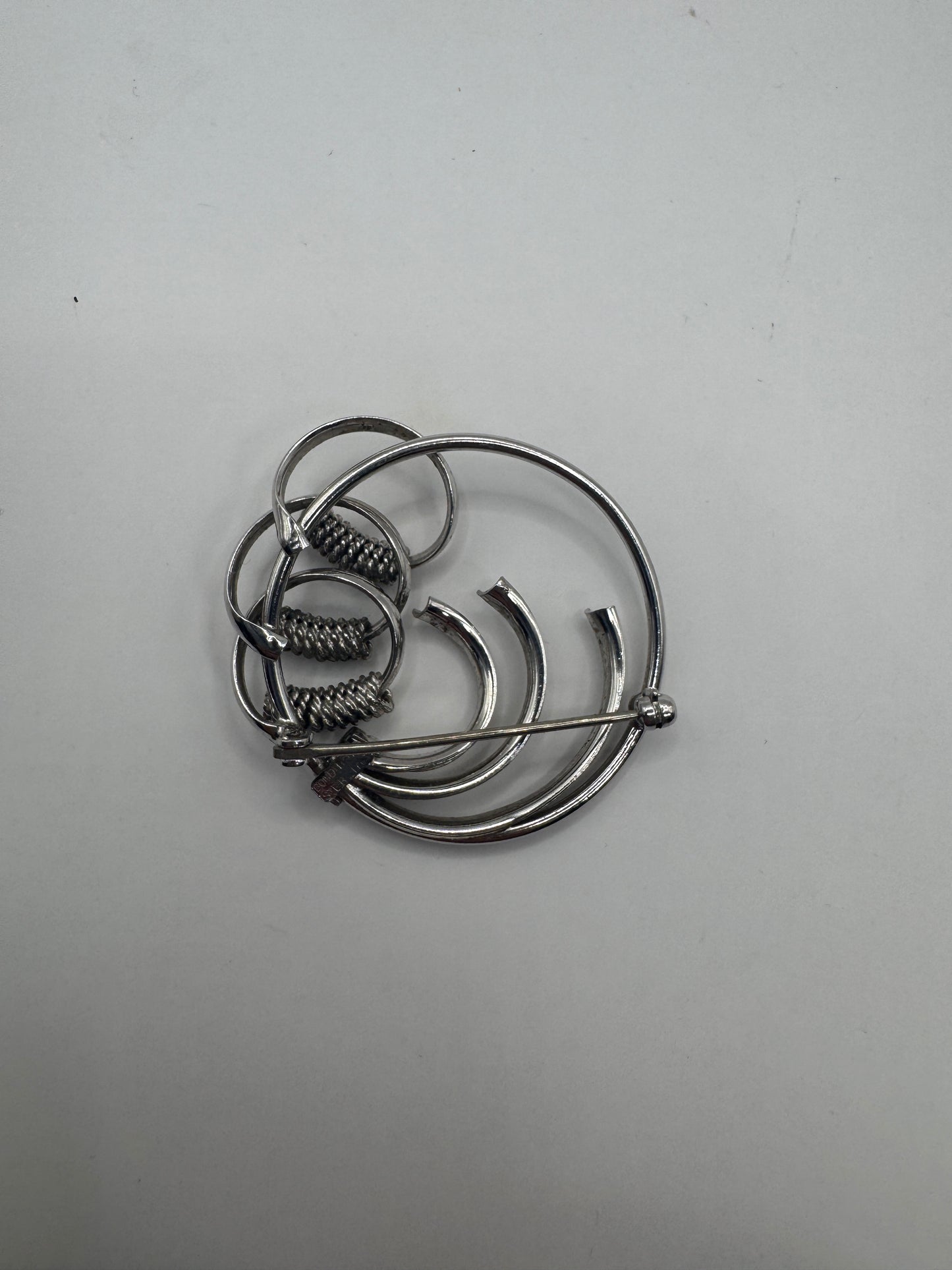 Vintage BOND BOYD Sterling Silver Modernist Circle Brooch