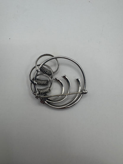 Vintage BOND BOYD Sterling Silver Modernist Circle Brooch
