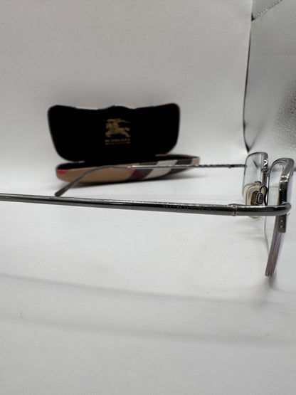 Burberry B 1068 1003 Half Rim Eyeglasses – Gunmetal Silver, Used, Good Condition  (Frame Only, Prescription Lenses Installed)