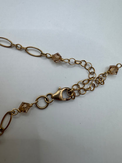 Vintage 14k Gold-Filled Necklace – Gemstone & Pearl Charms, 20” Length
