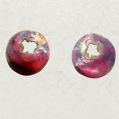 Vintage Large Copper Earrings – Artisan Signed Statement Pair