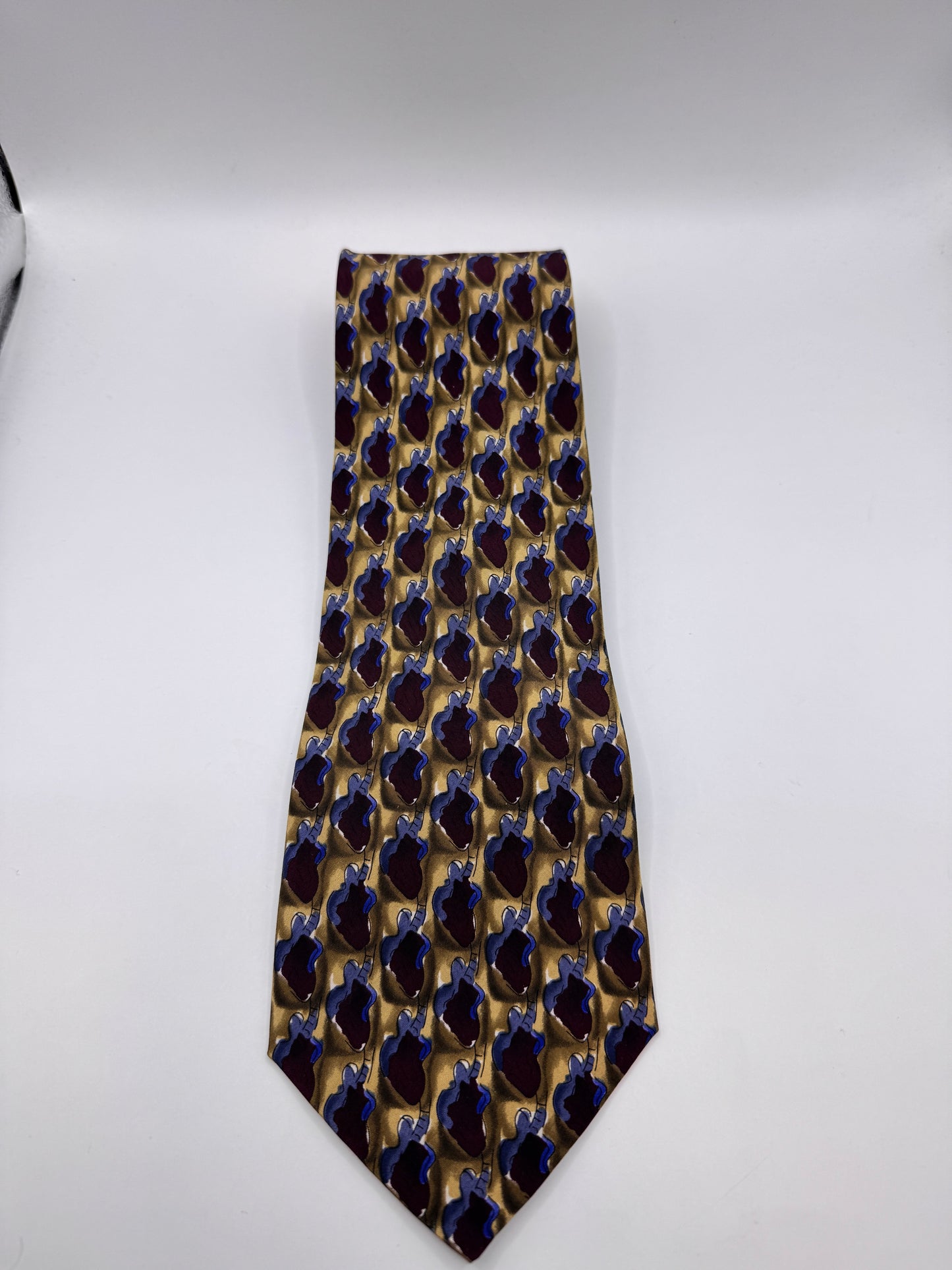 Vintage J. Garcia Silk Tie – 100% Silk, Abstract Art Pattern