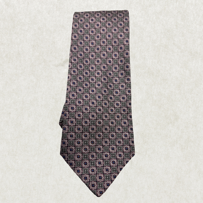 Vintage Bellissimo Silk Tie – 100% Silk, Geometric Floral Pattern