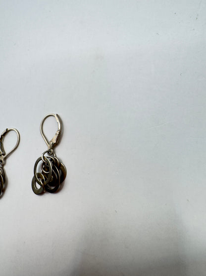 Vintage Sterling Silver Interlocking Circle Dangle Earrings – Excellent Condition