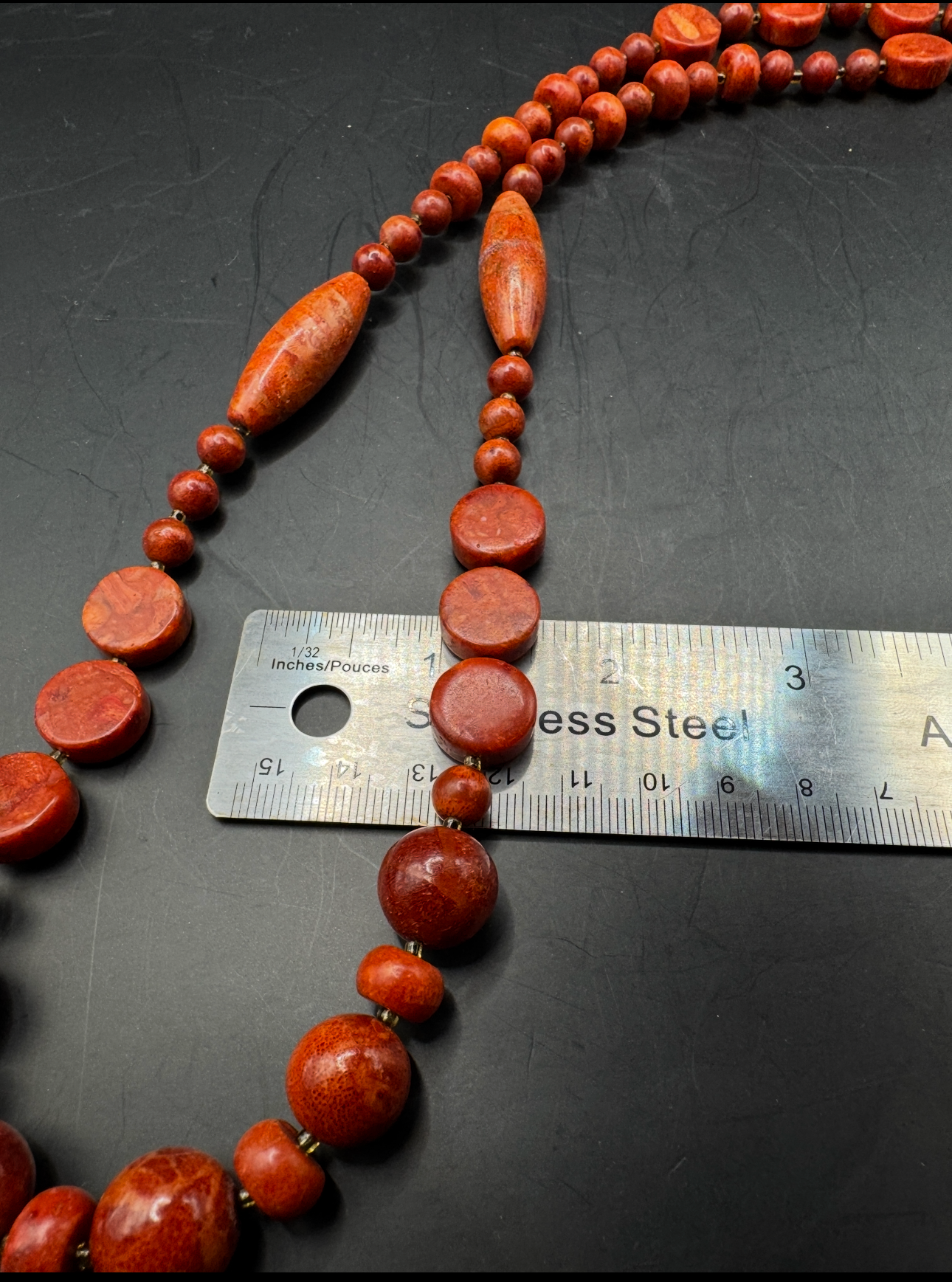 Red Coral Necklace – Victorian Revival (Mid-20th Century)