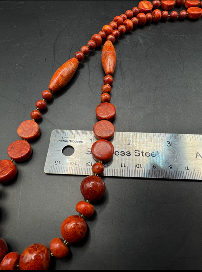 Red Coral Necklace – Victorian Revival (Mid-20th Century)