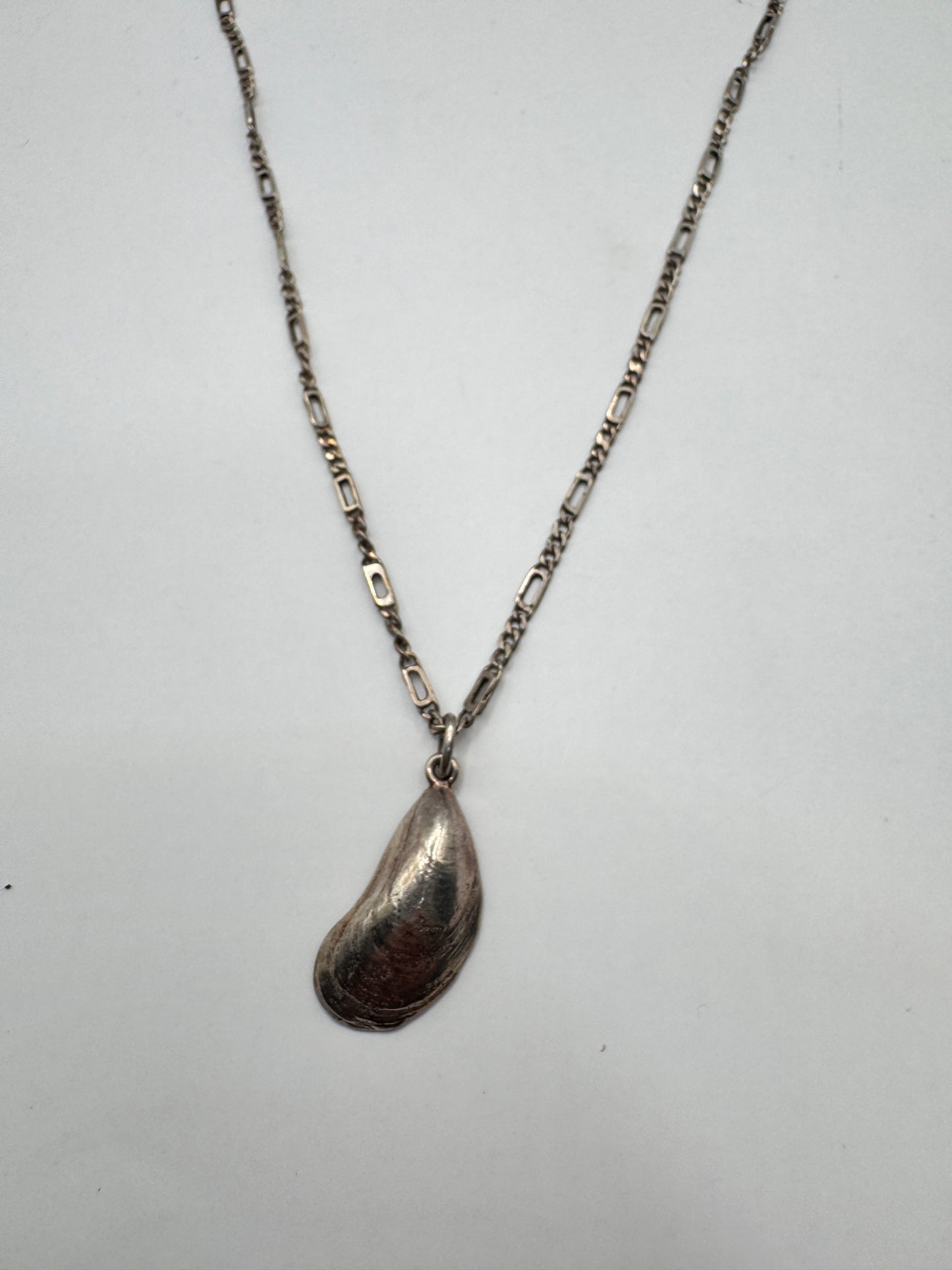 Vintage Sterling Silver Shell Necklace – 925, Organic Pendant