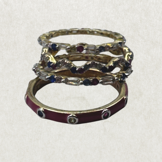 Set of 4 Sterling Silver Stacking Rings – Size 7, Excellent Condition