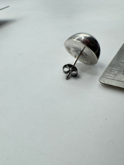 Vintage Sterling Silver Dome Stud Earrings – Minimalist Modernist Style