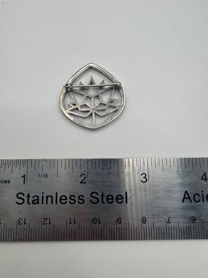 Vintage Birks 925 Sterling Silver Geometric Maple Leaf Brooch
