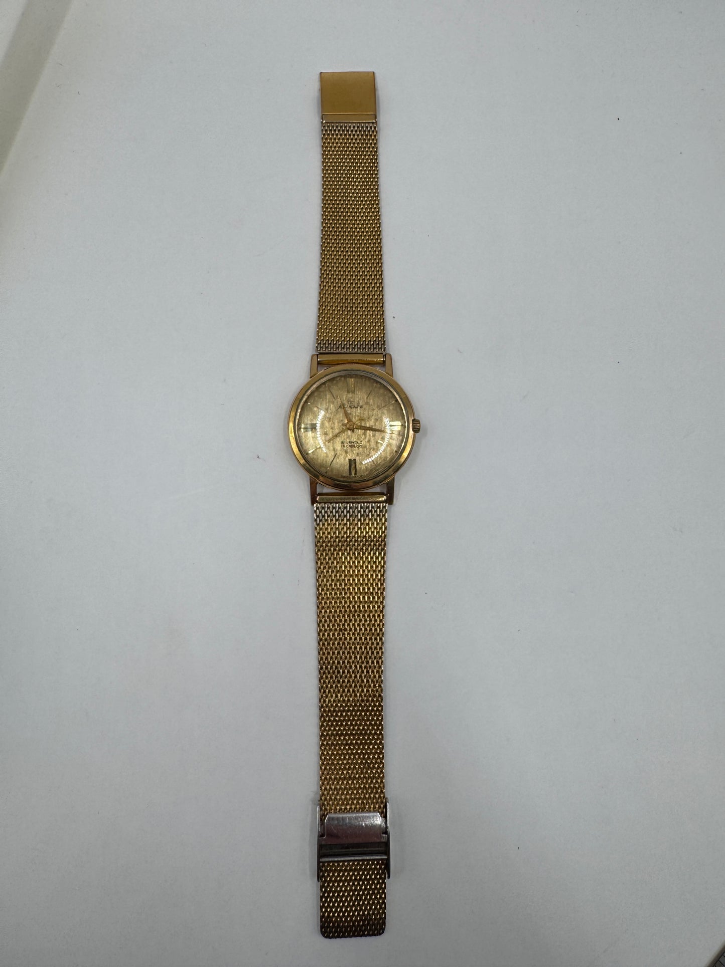 Vintage 1960s Mechanical Men’s Watch – Home Watch Co., 21 Jewels, Gold Mesh Band