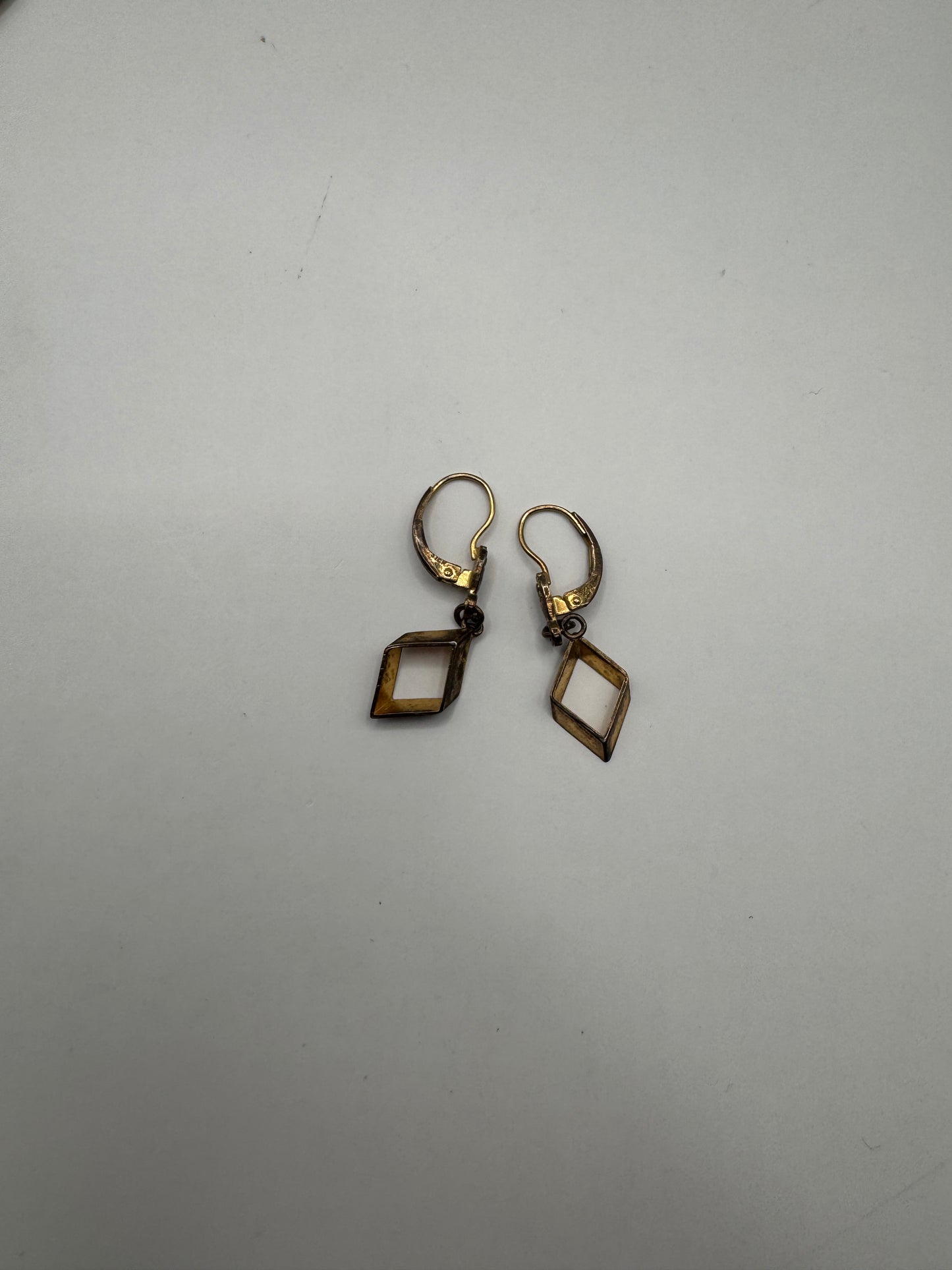 Vintage Gold-Plated Sterling Silver Earrings – Geometric Diamond Drop