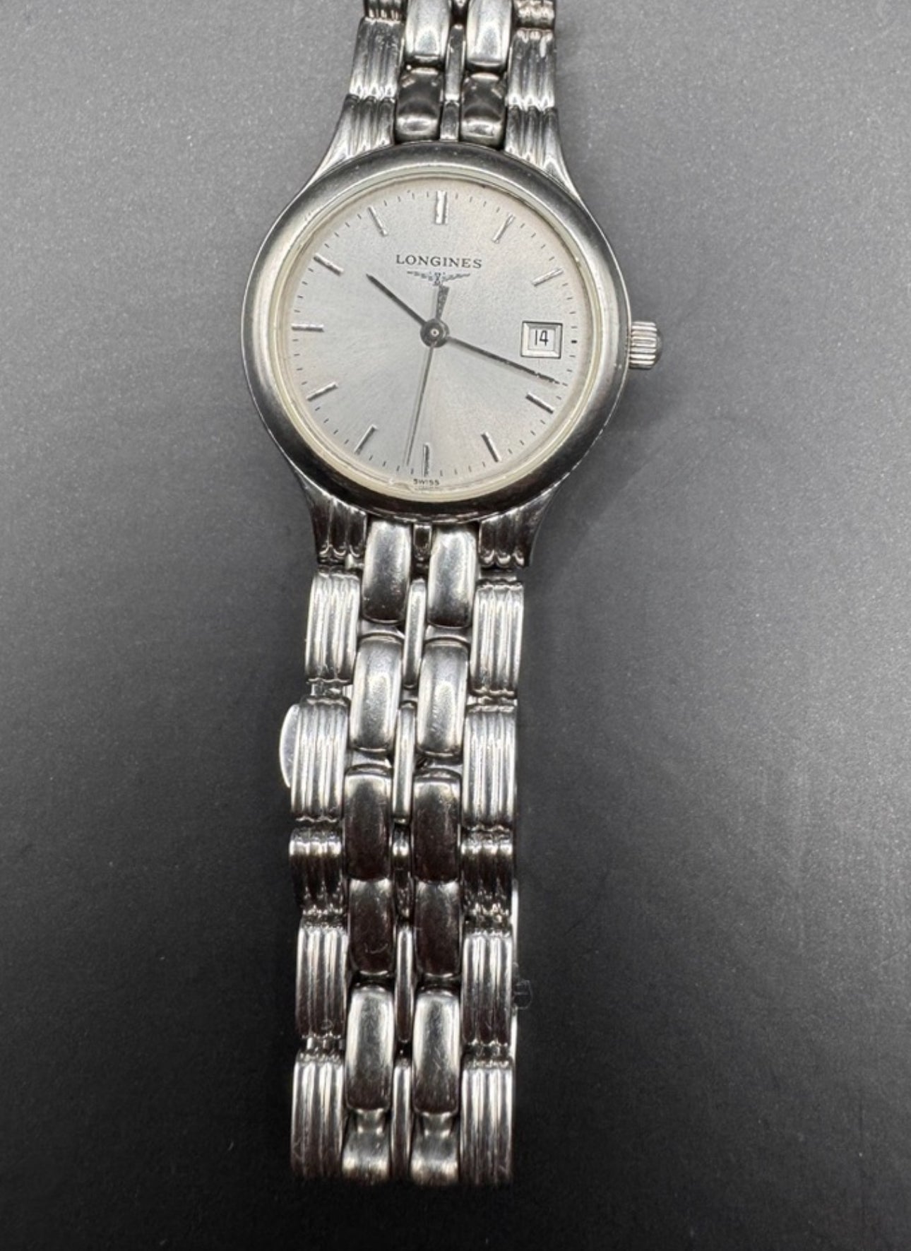 Vintage Longines Ladies Watch ~1990s – Stainless Steel Bracelet, Date Window, Used with Glass Defect