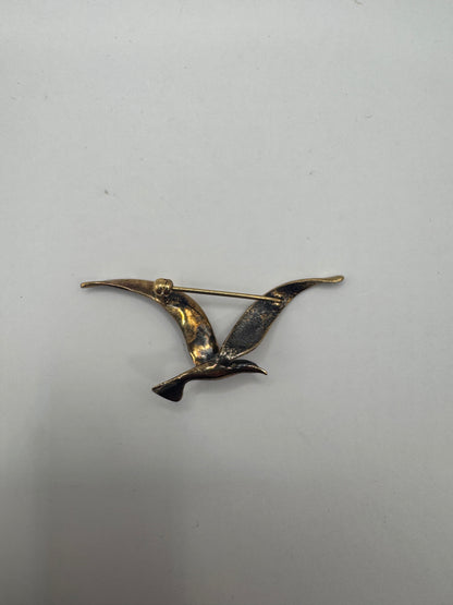 Vintage Gold Plated Sterling Silver Bird Brooch