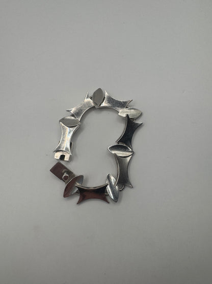 Vintage Taxco Modernist Sterling Silver Bracelet – Signed TF-15, Mexico 925, 1970s, 50.5g
