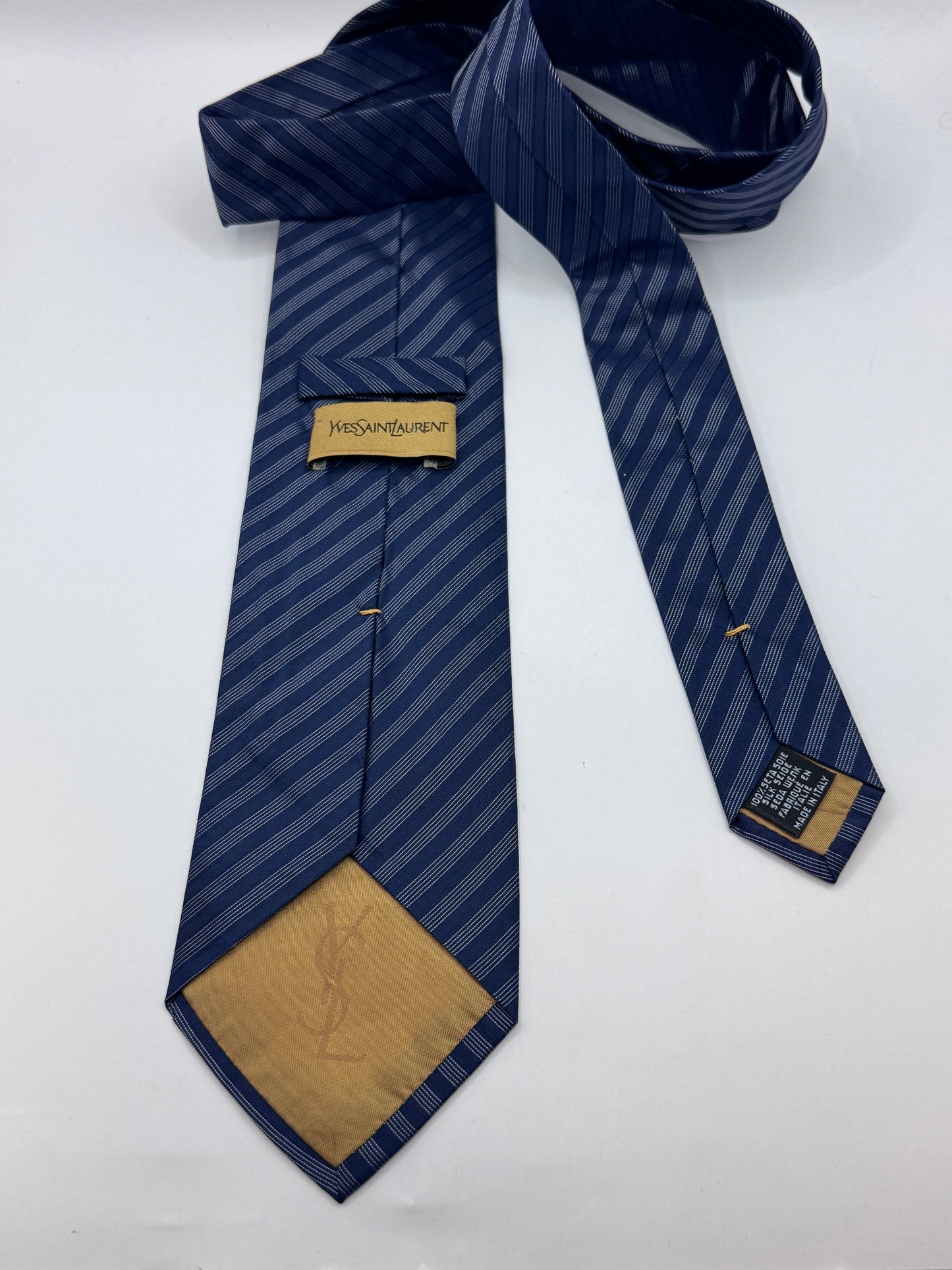 Vintage YSL Yves Saint Laurent 100% Silk Striped Tie, 54” x 3.5” – Excellent Condition