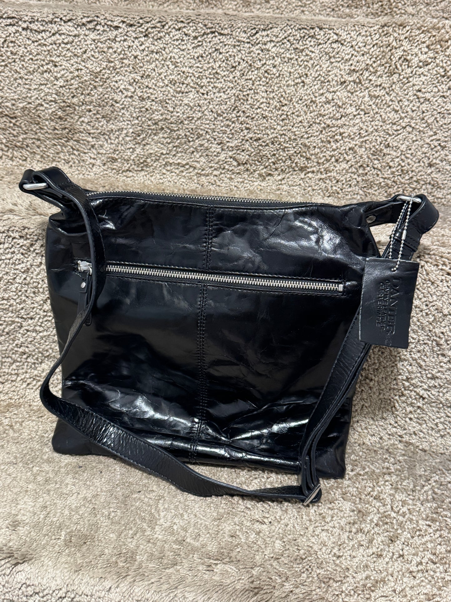 Vintage Danier Genuine Leather Black Shoulder Bag – Soft Leather Crossbody Purse 24” x 12”