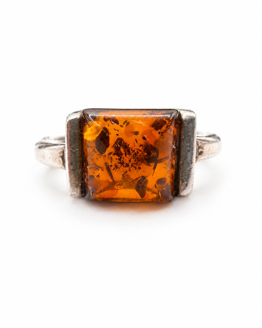 Cognac Mosaic Amber Ring — Size 7